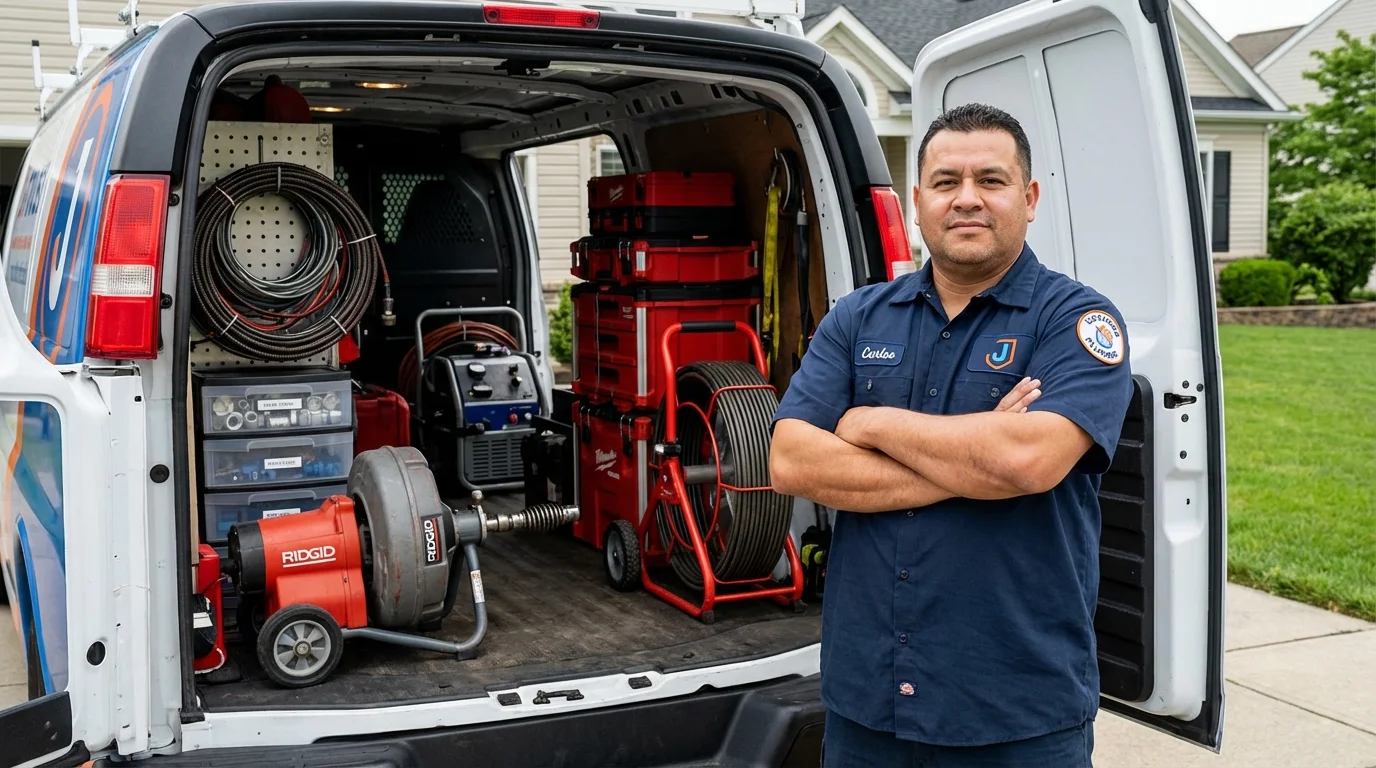Professional drain cleaning equipment and Johns Plumbing LLC plumber in Mountain Lake