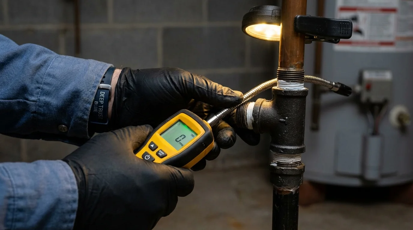 Gas leak detection with electronic sniffer by Johns Plumbing LLC in Mountain Lake